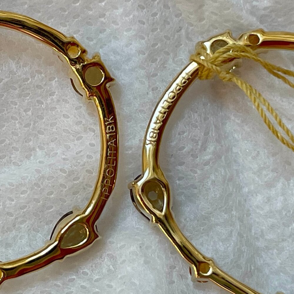 NWT Ippolita Rock Candy Citrine Smoky Quartz 18K Gold Large Teardrop Earrings - Picture 3 of 4